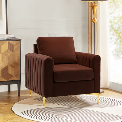 Fauteuil club capitonné en velours Cedarpoint