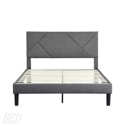 Bedroom Bed Upholstered Platform Bed Frame with  Headboard, Strong Wood Slat Support -  Latitude RunÂ®, 684CCEBCDC344381B99041743879B484