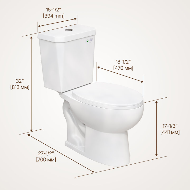 Toilette allongée à hauteur de chaise simple 2 pièces 3-LPF Cantrio WC-2111