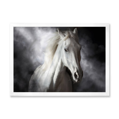 Portrait d'un cheval blanc au galop I - photographie sur toile