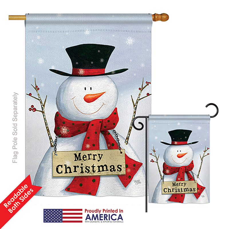 Drapeau de maison / jardin en polyester Joyful Snowman Impressions