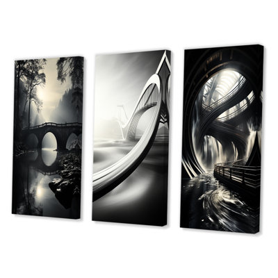 «Grey Bridge Of Serenity», 3 pièces sur toile
