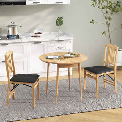 48 cm H Solid Wood Foldable Side Chair in Black