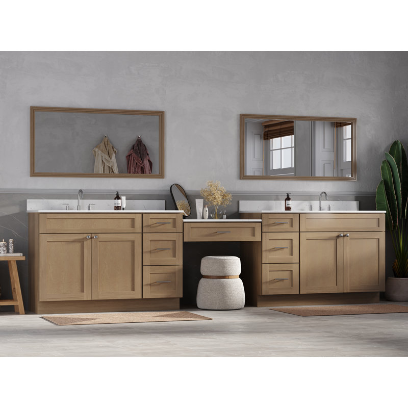 Meuble-lavabo double Disar, Chêne naturel