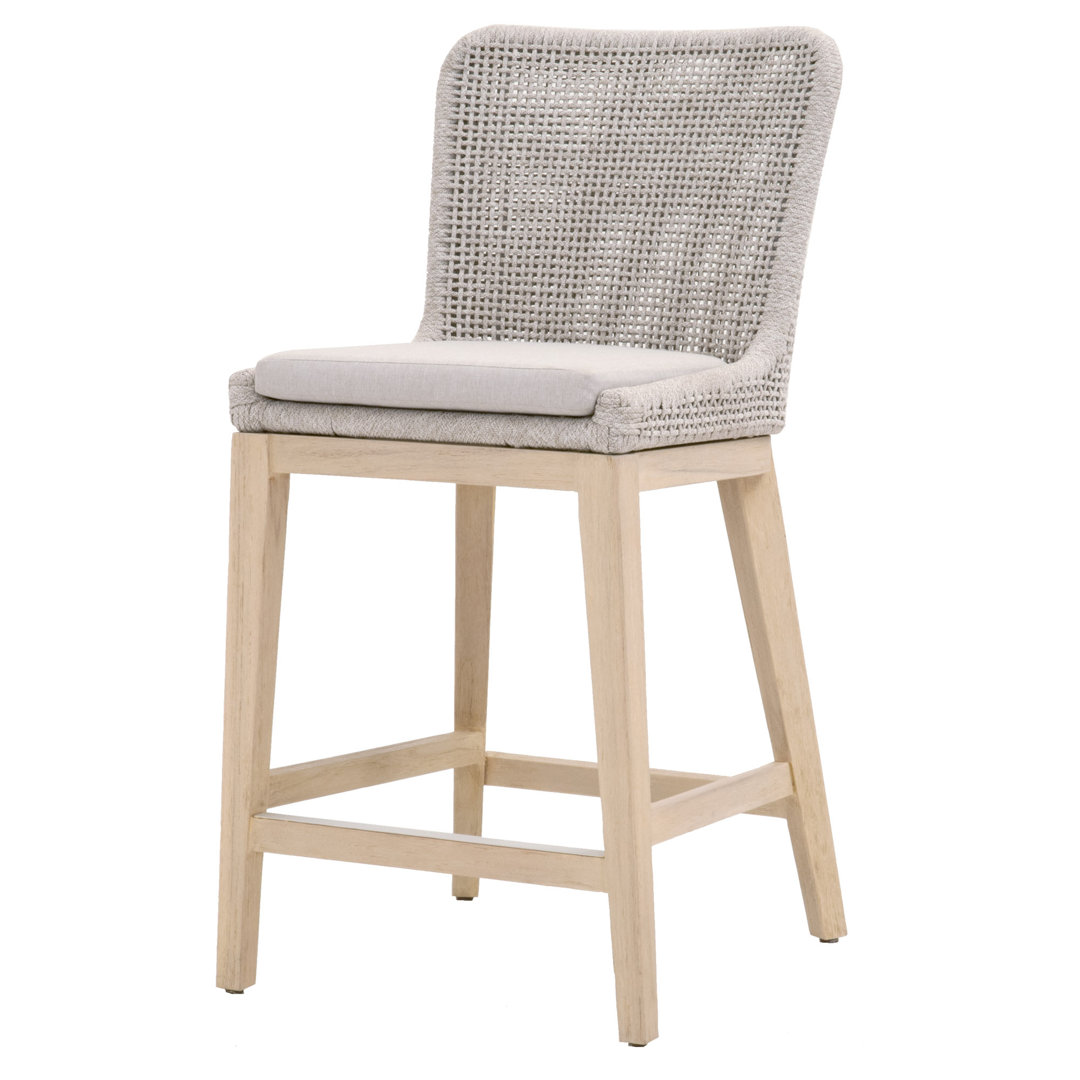 Dorey Wicker Outdoor 26.5'' Counter Stool with Cushion Rosecliff Heights