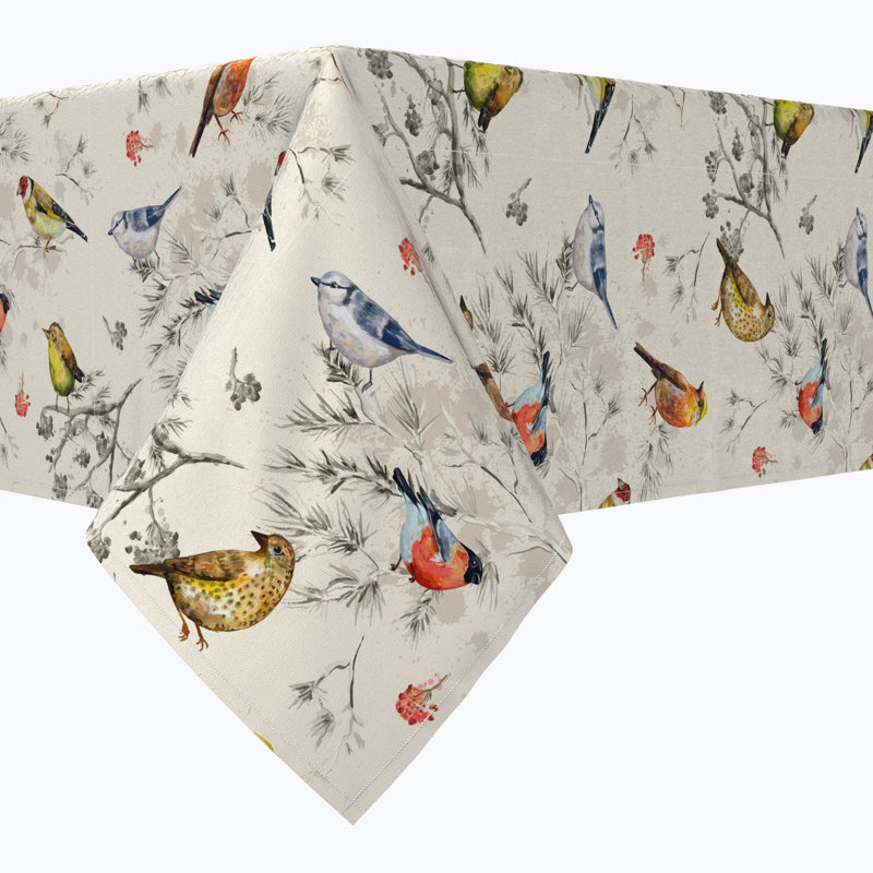 Rectangular Tablecloth, 100% Cotton, 52X104", Bird Watch, 120" L x 52" W