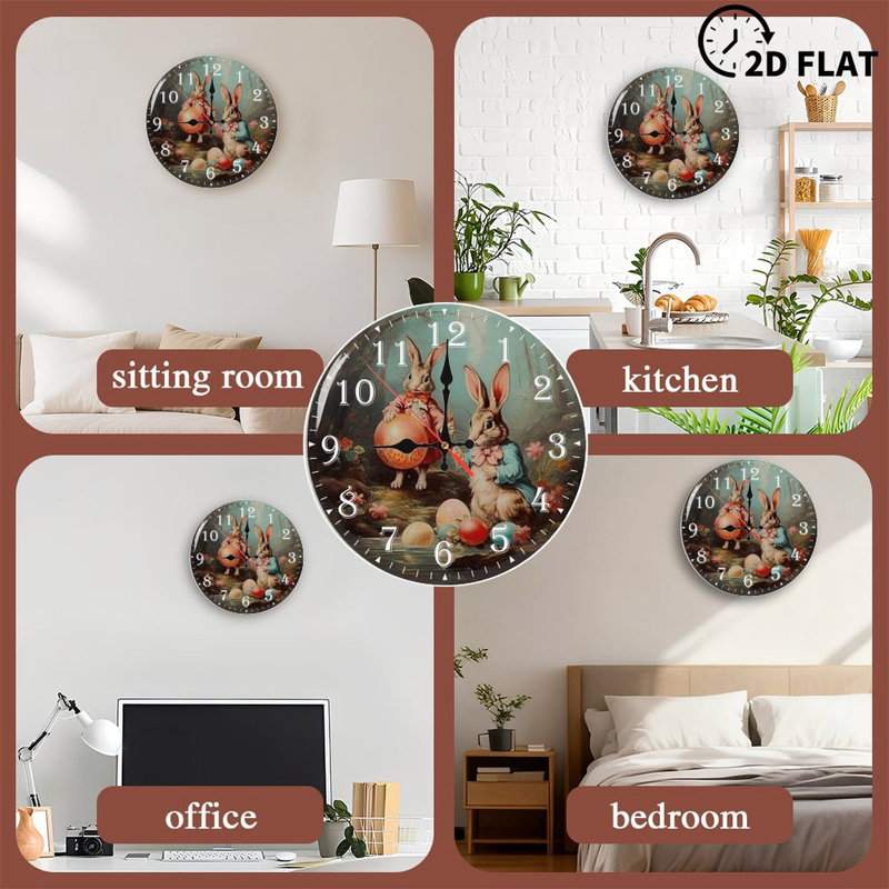Horloge murale en bois 10 po, mouvement silencieux, à piles (piles AA non incluses), décor artistique, parfait pour les décorations