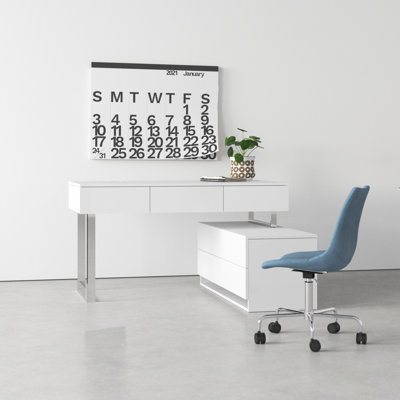 L-Shaped Metal Base Writing Desk