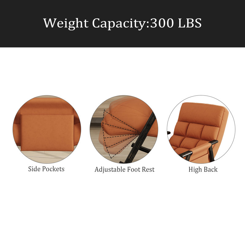 Chaise berçante pliante Casual, Velours orange