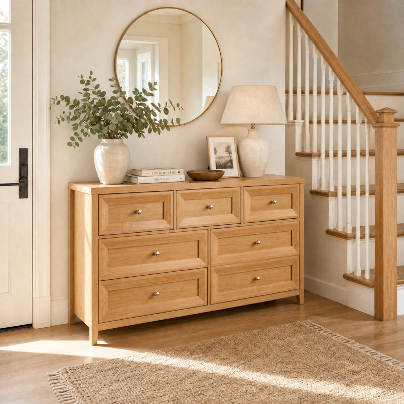 152cm W 7 - Drawer Chest of Drawers, Honey Oak