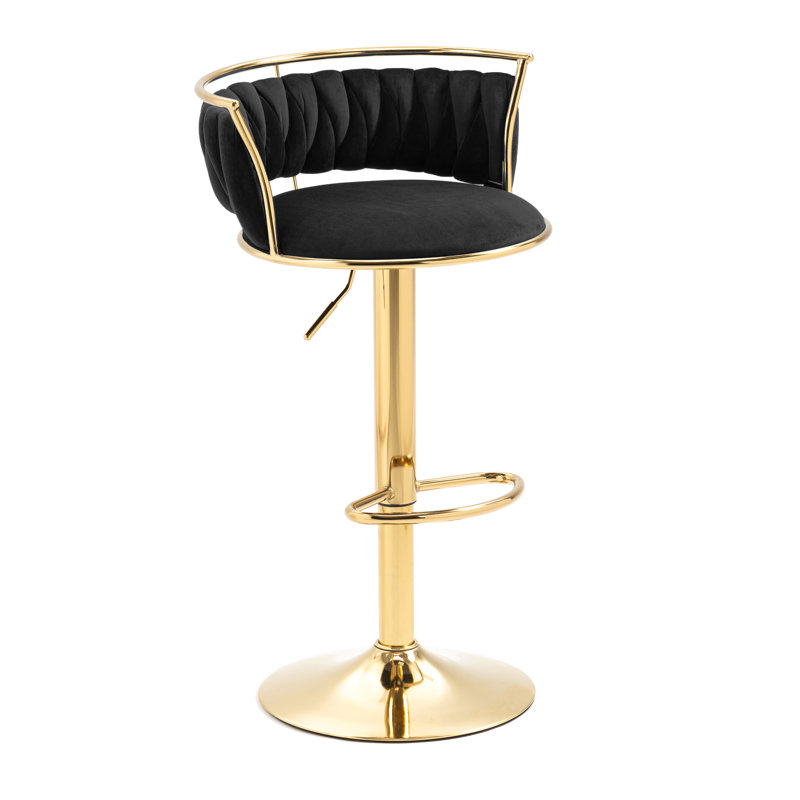 Christal Height Adjustable Swivel Bar Stool, Grey, Gold