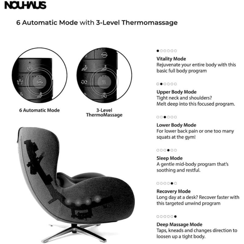 Space Black Leather Swivel Recliner with Ottoman and Massage