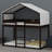 House-Shaped Bunk Bed Wood Frame With Tent-660926517