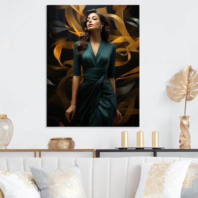 Jazz Woman Glamour In Melodic Elegance III - Fashion Metal Art