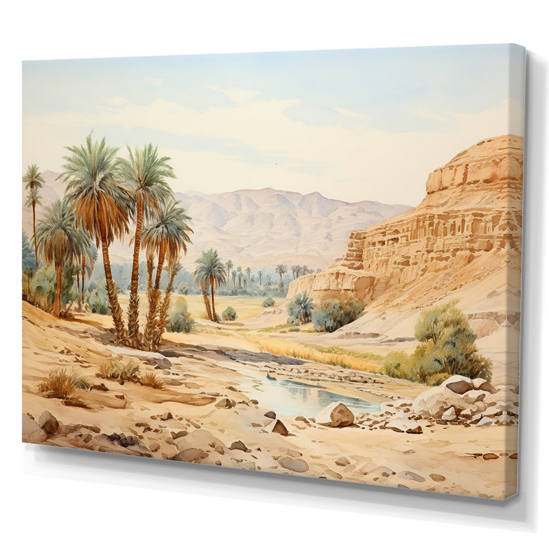 Ancien paysage désertique égyptien I - Égypte, art mural, Toile tendue, H 24 po x l 32 po x P 1 po