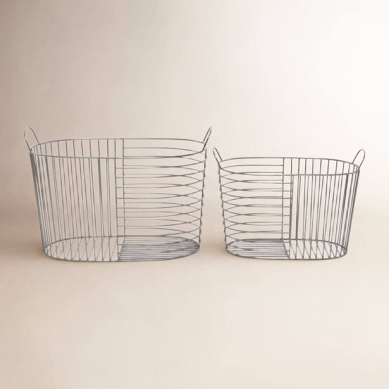 Ensemble de paniers en métal 2 pièces Abbie, Noir, H 14,3 po x l 20,9 po x P 12,5 po