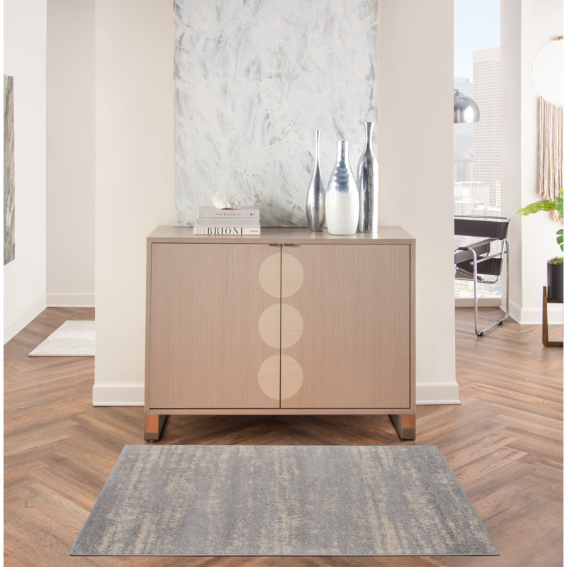 Machine Woven Chenille Indoor/Outdoor Area Rug in Gray, Rectangle 2' x 4'