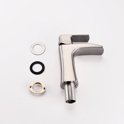Robinet de salle de bain à poignée simple en nickel brossé à 1 trou, conception en cascade conforme, matériau en laiton corrosif, contrôle de température sans effort, bonde incluse, empreinte digitale, économie d'eau pour usage résidentiel