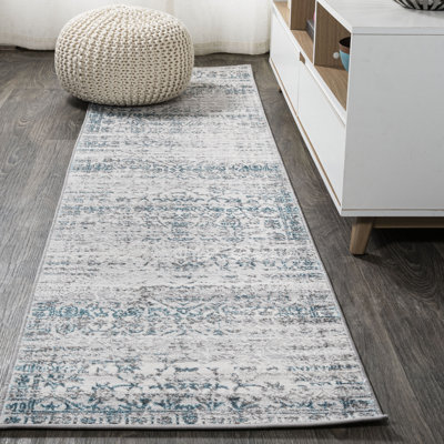 Tapis gris / turquoise Saulsberry Modern Strie