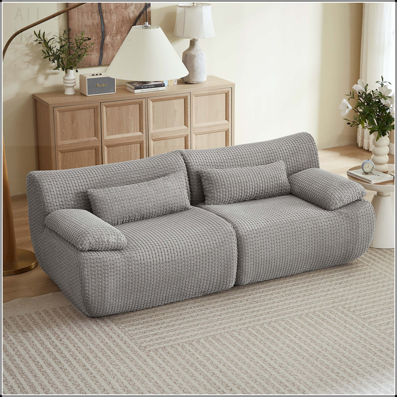 Canapé modulaire Cloud, aucun assemblage requis, 2 sièges, Velours côtelé gris