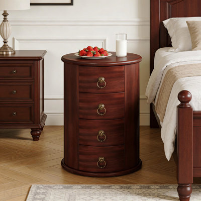 Wood Bedside Table, Side Table, Round End Table