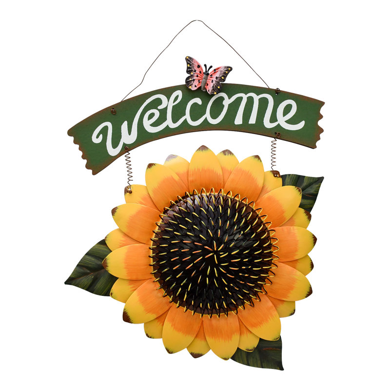 Panneau de bienvenue en métal tournesol