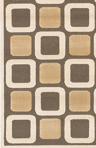 Tapis d'intérieur brun clair en polypropylène géométrique Veliz, Rectangle 7 pi 10 po x 10 pi 6 po