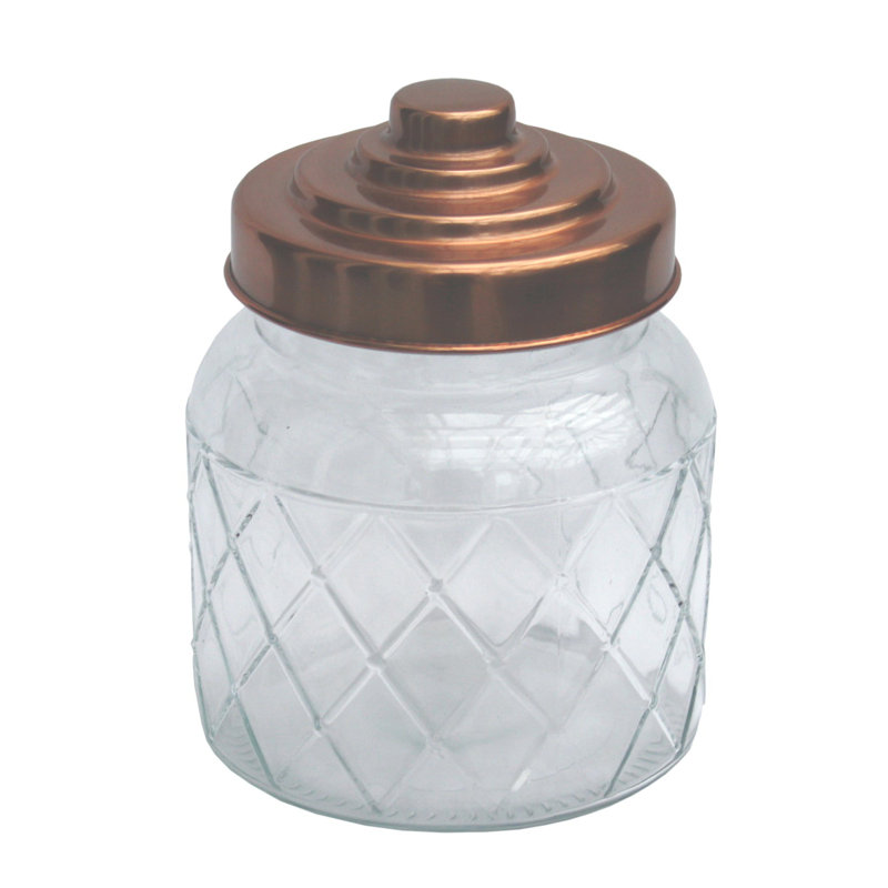 Glass Jar, 14cm H x 11cm W x 11cm D