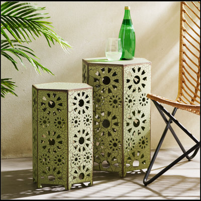 Ensemble de 2 tables d'appoint d'extérieur Eliana