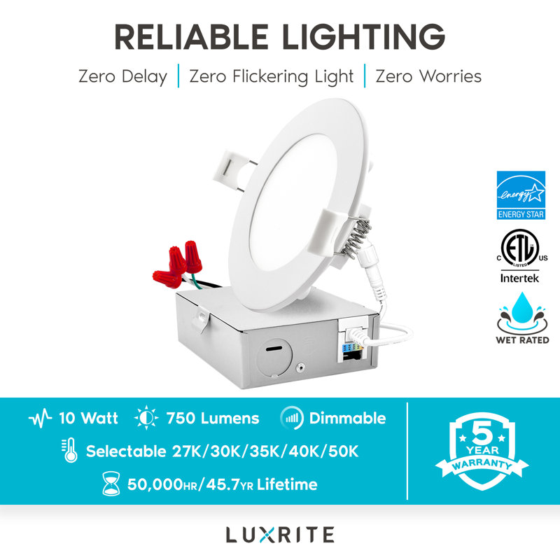 4'' White Aluminum Ultra Thin LED Recessed Lighting Kit
