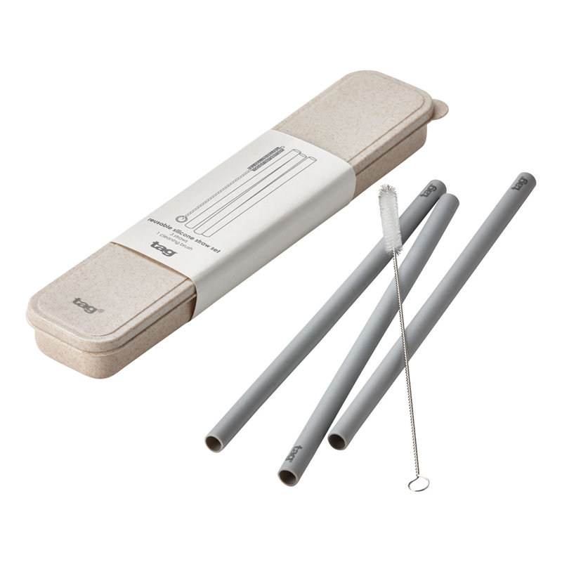 Ensemble de pailles réutilisables en silicone, Multi