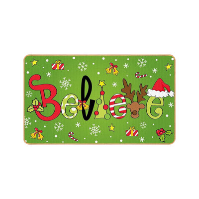 Kbndieu Christmas Decoration Carpet Kitchen Oil Absorbent Stain Absorbent Kitchen Cover Entry Door Non Wear Home Holiday Doormat Pattern Home Blanket