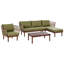 Garden Lounge Set with Table 4 Seater CREMONA Acacia Wood Dark Brown/ Green Left Hand-1168095905