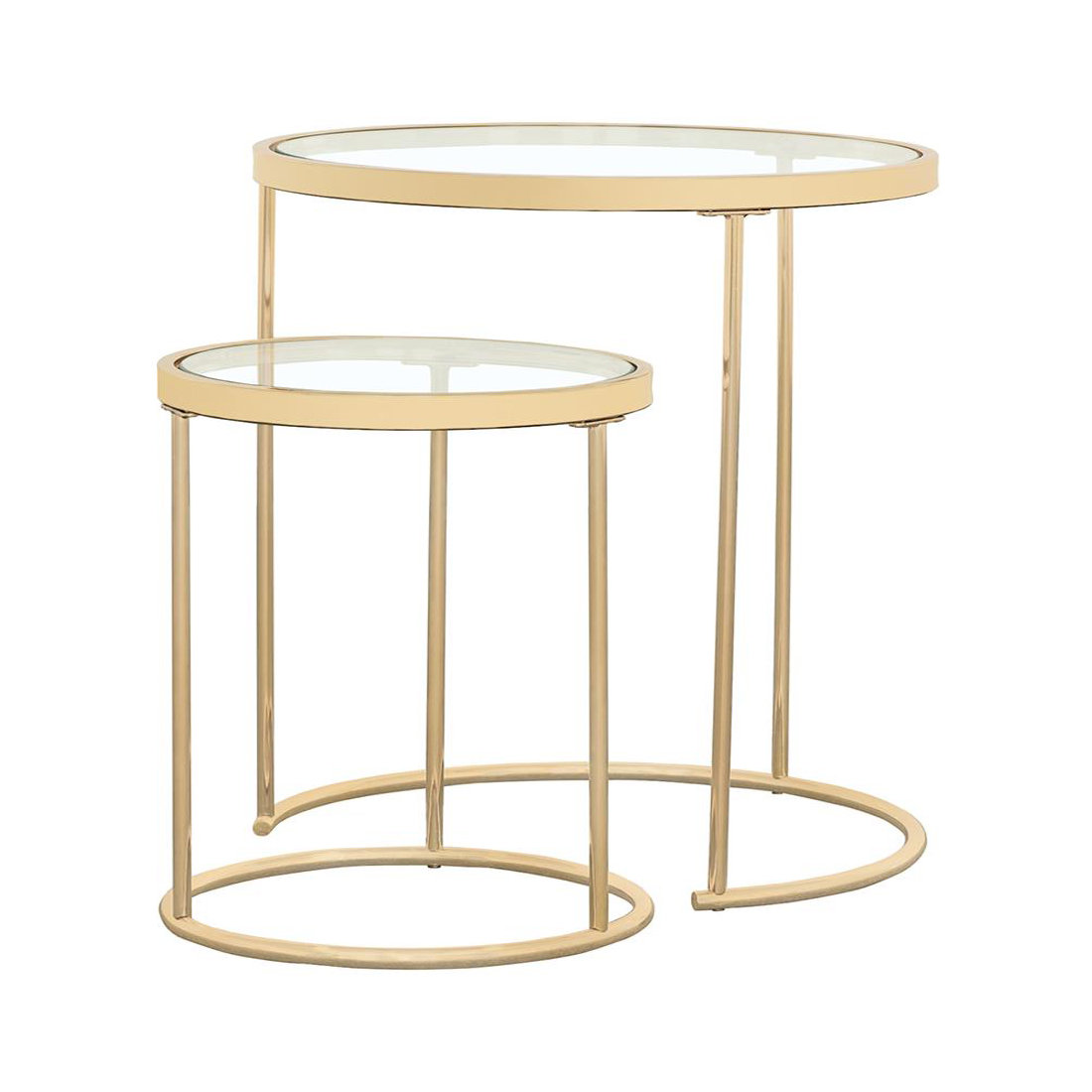 Mercer41 Rahid 2 Piece Round Nesting End Table with Glass Top in Gold