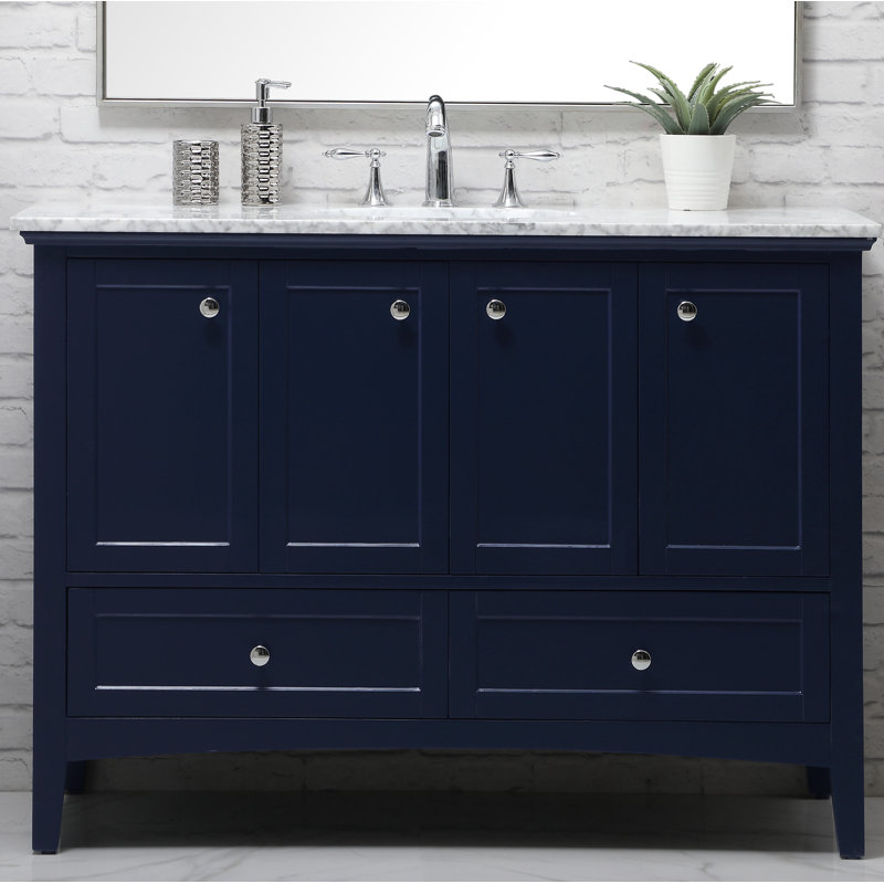48'' Single Bathroom Vanity with Marble Top, Blue