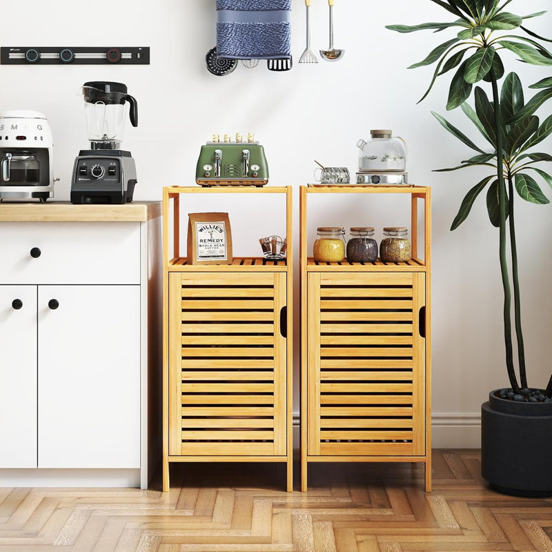 Armoire de rangement en bambou à 1 porte l 14,4 po x H 33,9 po x P 12,8 po
