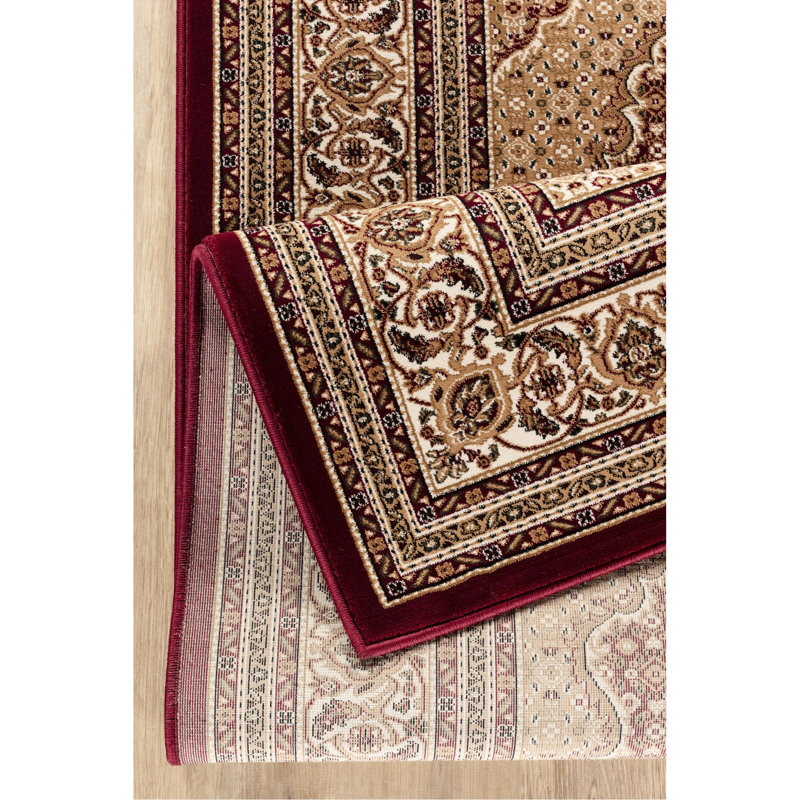 Machine-Made Polypropylene 2 Ft. X 3 Red Rectangle Area Rug, , Ideal For Formal Rooms Classic    Stain And Low Care