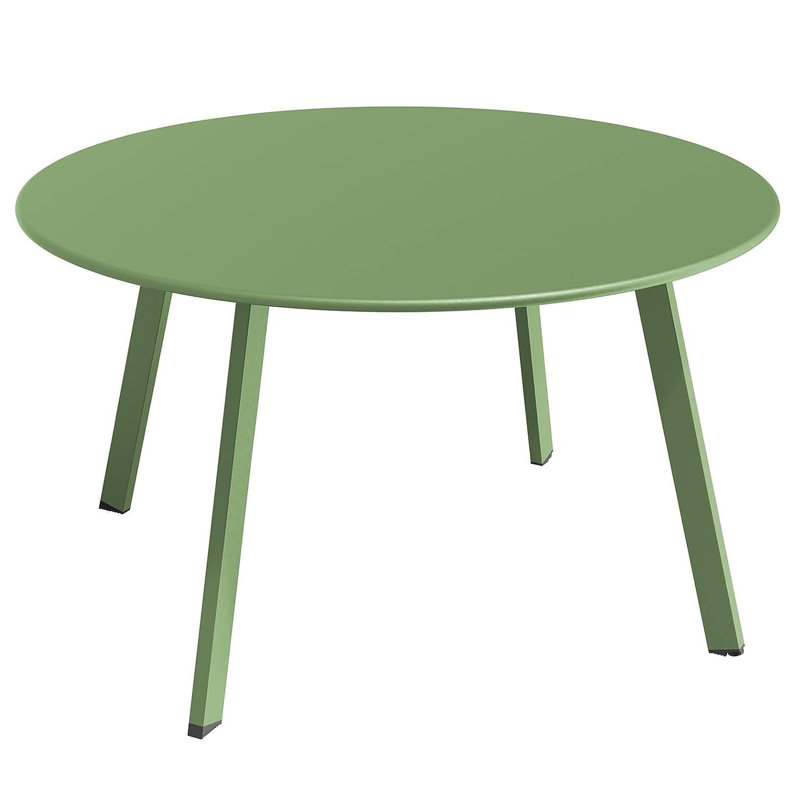 Round Steel Patio Coffee Table, Weather Resistant Outdoor Large Side Table,27.5'' in. W 27.5'' in. D, Sage Green