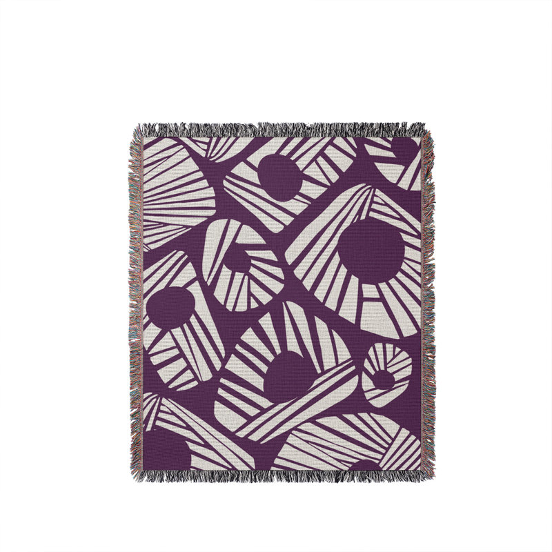 Jeté en coton à imprimé abstrait Kio, 50 x 70, Mauve