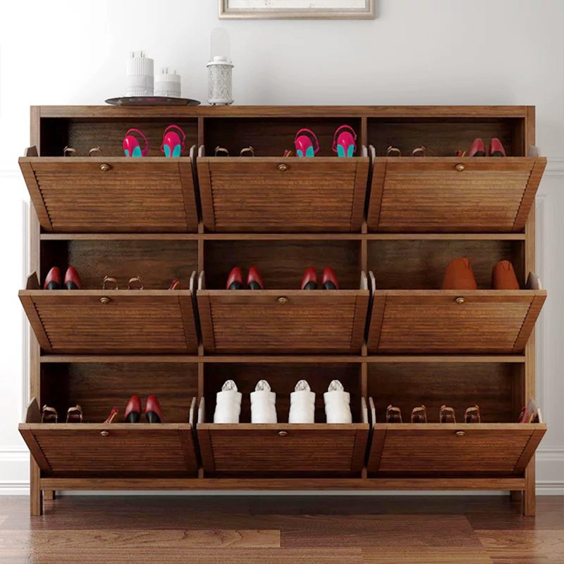 Walnut Solid Wood Shoe Storage Bench