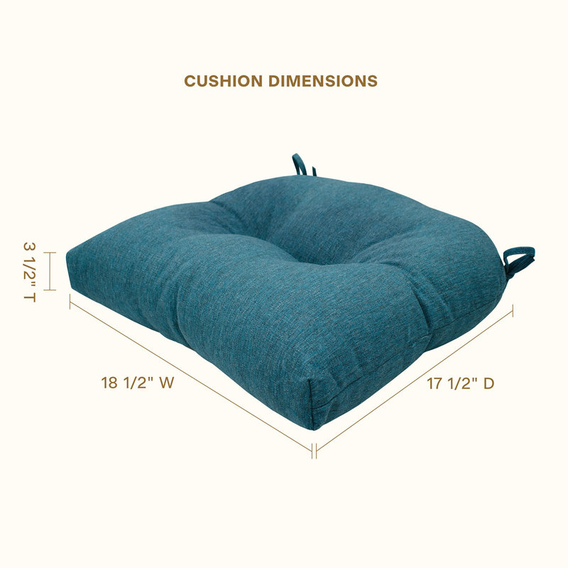 Meridian Outdoor Tufted Dining Seat Cushion (Set of 2) – Weather-Resistant, Comfortable & Durable, Turquoise