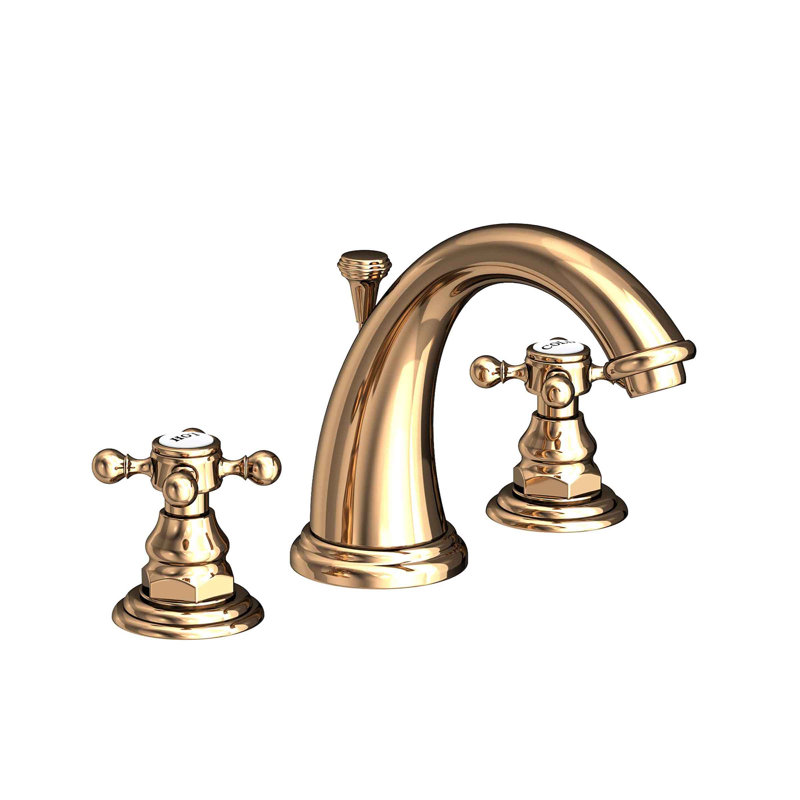 Alveston Widespread Bathroom Faucet with Drain Assembly, French Gold