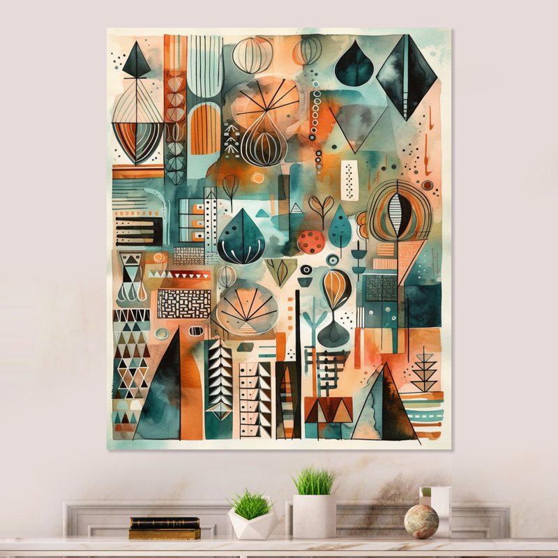«Green and Orange Abstracted Vistas», impression sans cadre sur métal, H 40 po x l 30 po x P 1 po