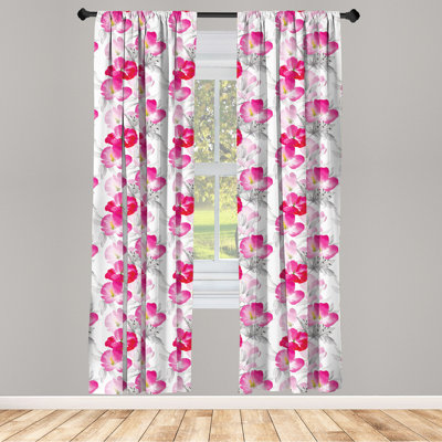 Floral Semi-Sheer Rod Pocket Curtain Panels
