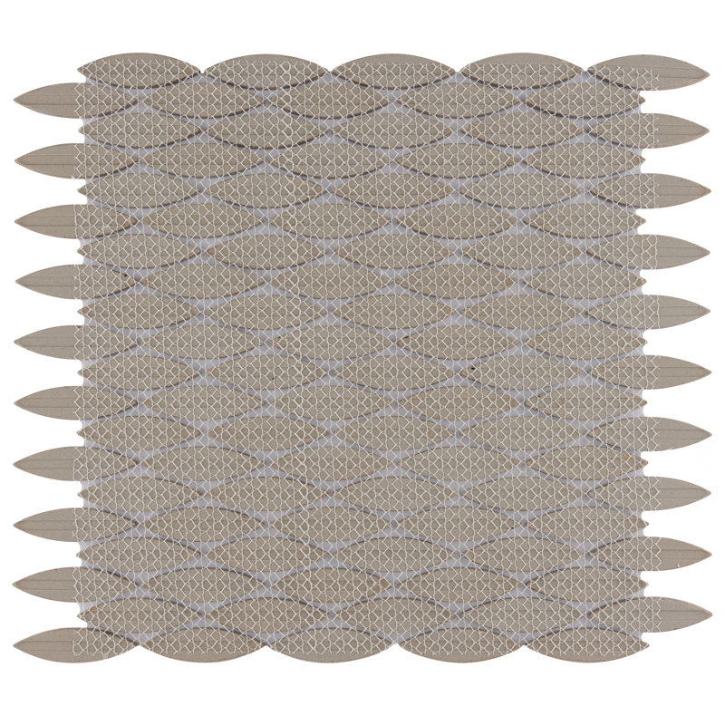 Pescado 0.69" x 2.44" Porcelain Fish Scale Mosaic Wall & Floor Tile, Linen Gray