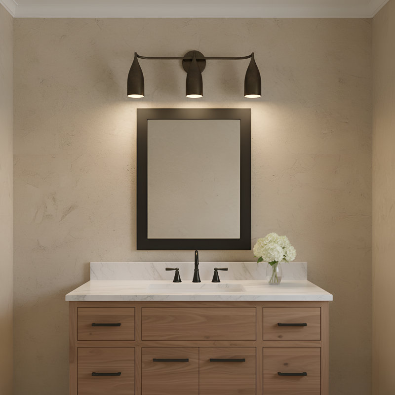 Coiffeuse Maya de Génération Éclairage , 10.125" H x 26.125" W x 6.5" D, Nuit noire, 3 Lights