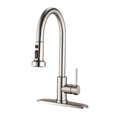 Pull Down Spray Kitchen Faucet With Soap Dispenser, Brushed Nickel - Stainless Steel, Scratchproof, Rustproof, Spot Flow Steel Scratch Resistance, Rust , Complete Chores