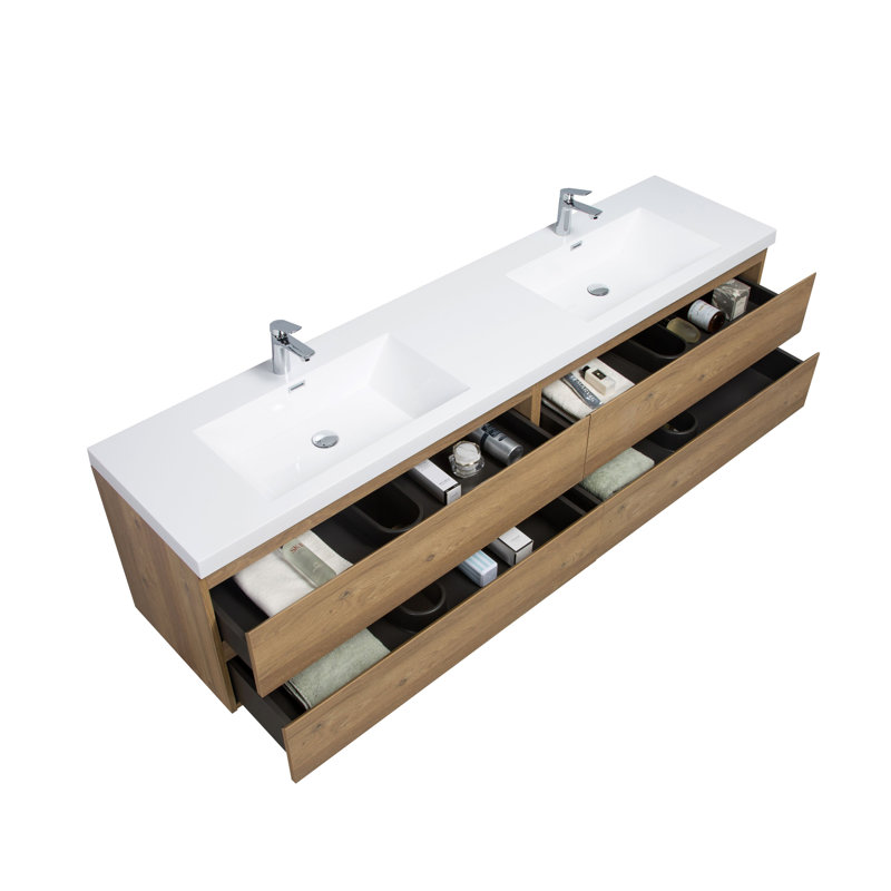 Ensemble de meuble-lavabo double mural 71 po Aschim