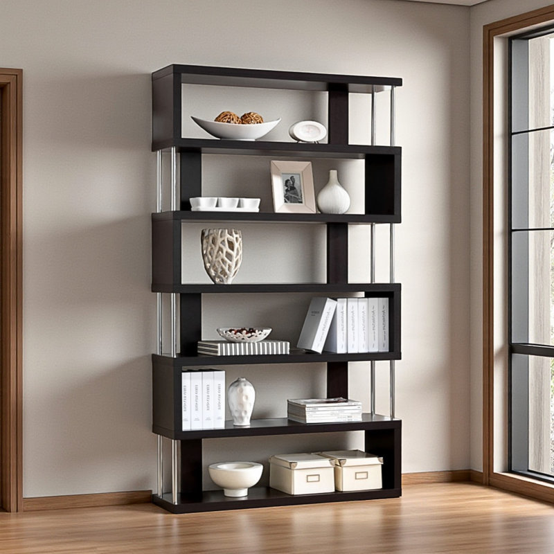 Rencher Geometric Bookcase, (6 Shelves) 44" H x 43" W x 12" D