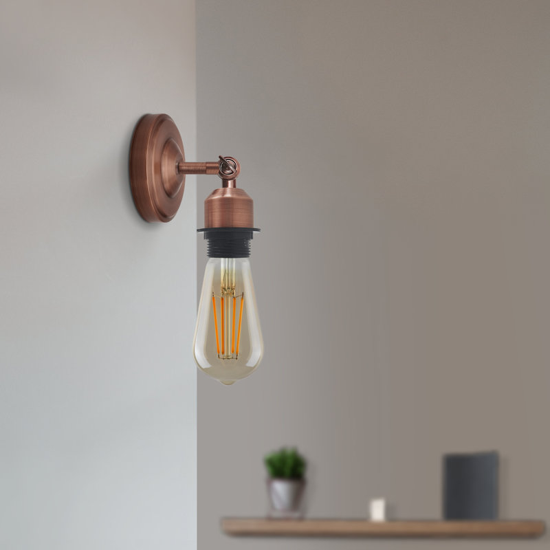 Boykin Adjustable Wall Sconce – Vintage Style Dimmable Light with Metal Shade by Breakwater Bay, Yes, Copper